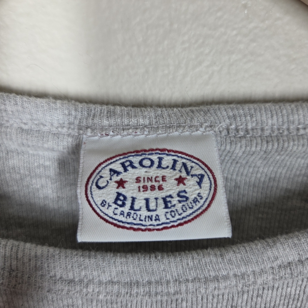 Vtg Y2K Carolina Blues Embroidered Spellout Long Sleeve Ribbed Crop Baby Tee Sml - Picture 3 of 8